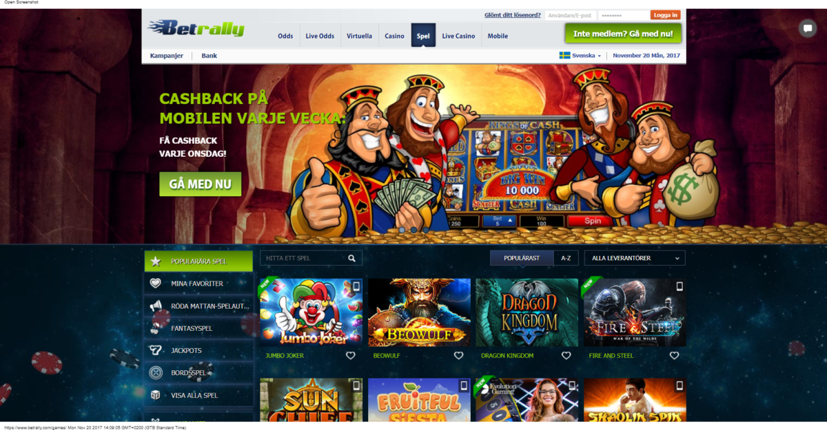 BetRally Casino Spelautomater